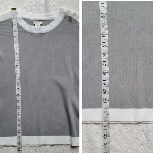 Mercer &  Madison Casual Neutral Short sleeve Rayon bland Top- Grey/White - Picture 9 of 10